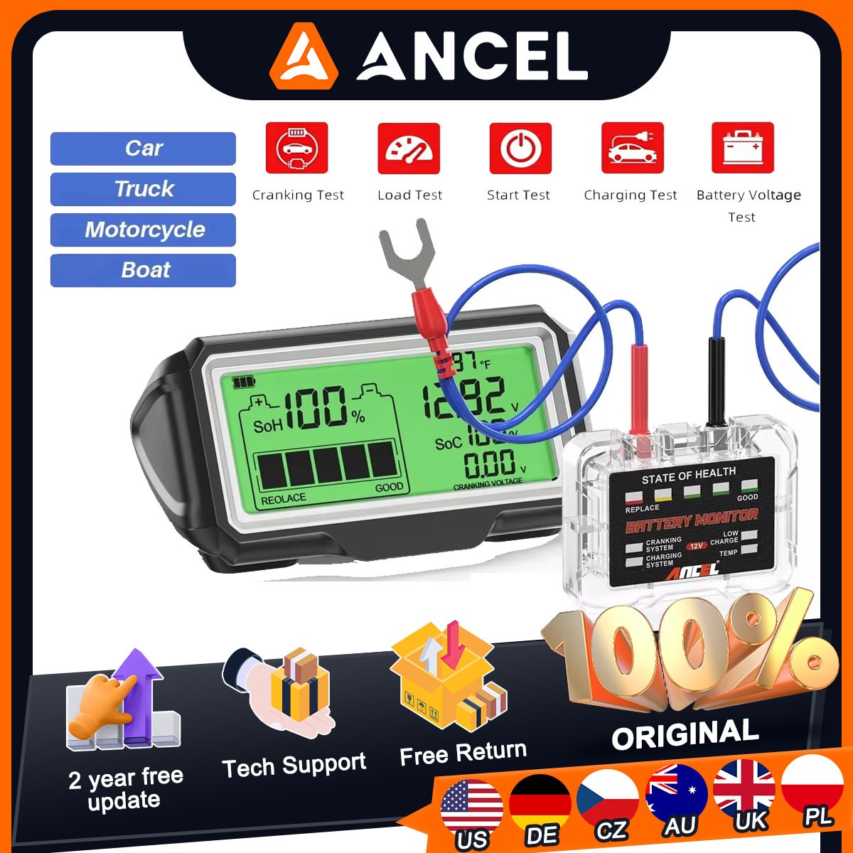 Battery Monitor Coulometer - 2026 12V Car Battery Tester SOH