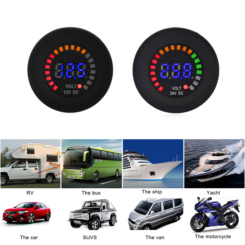 24V 12V DC Voltmeter Color LED - Battery Monitor Coulometer 评论和价格