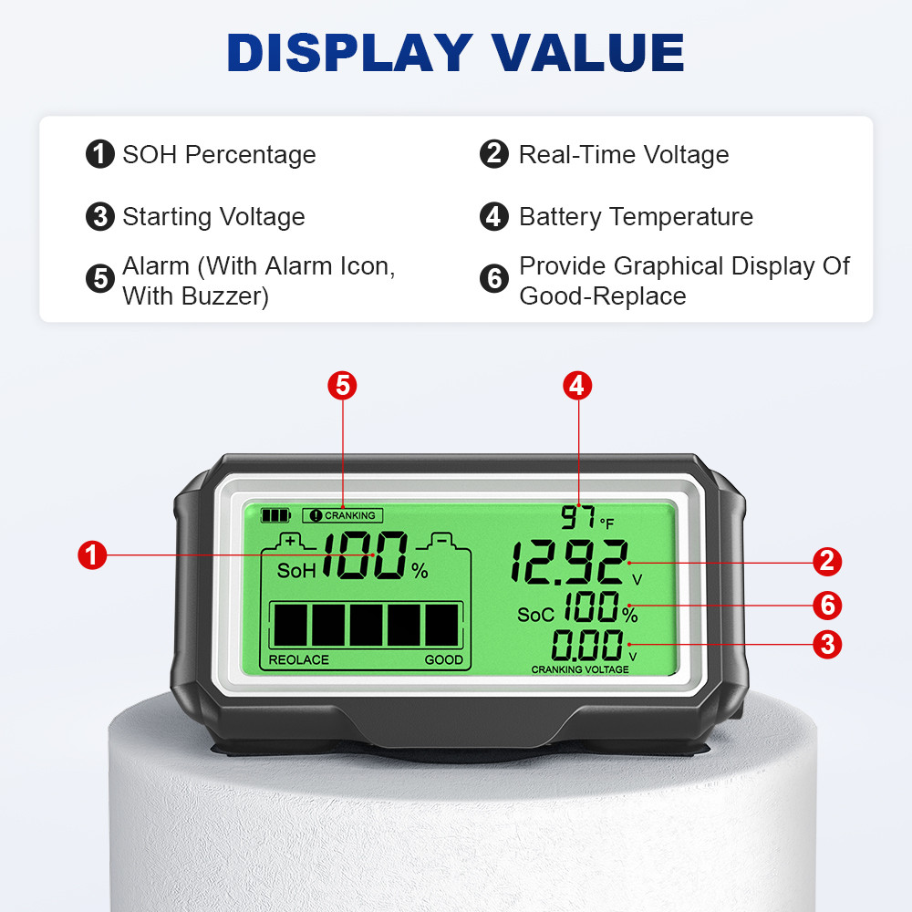 2026 12V Car Battery Tester SO - Battery Monitor Coulometer 评论和价格