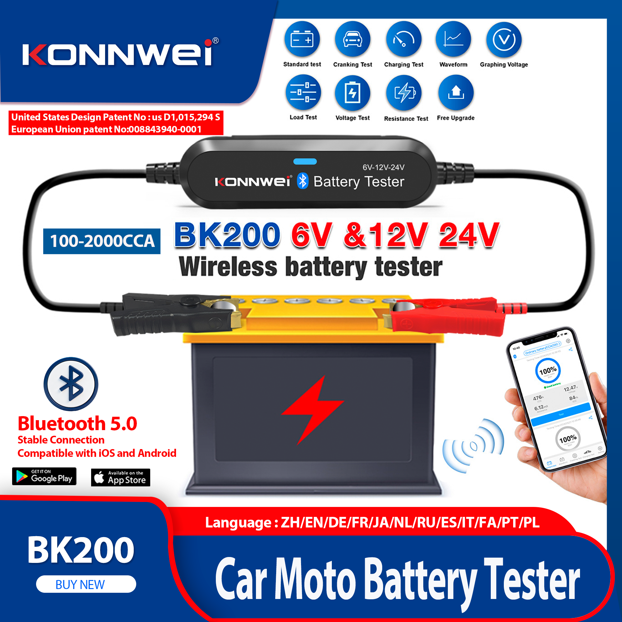 2026 KONNWEI BK200 Bluetooth 5 - Battery Monitor Coulometer 评论和价格